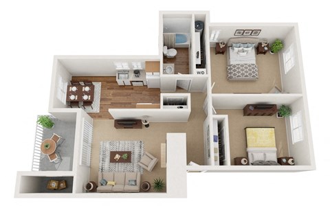 2x1 Floor Plan at Sunset Park Apartments, Seattle, 98146